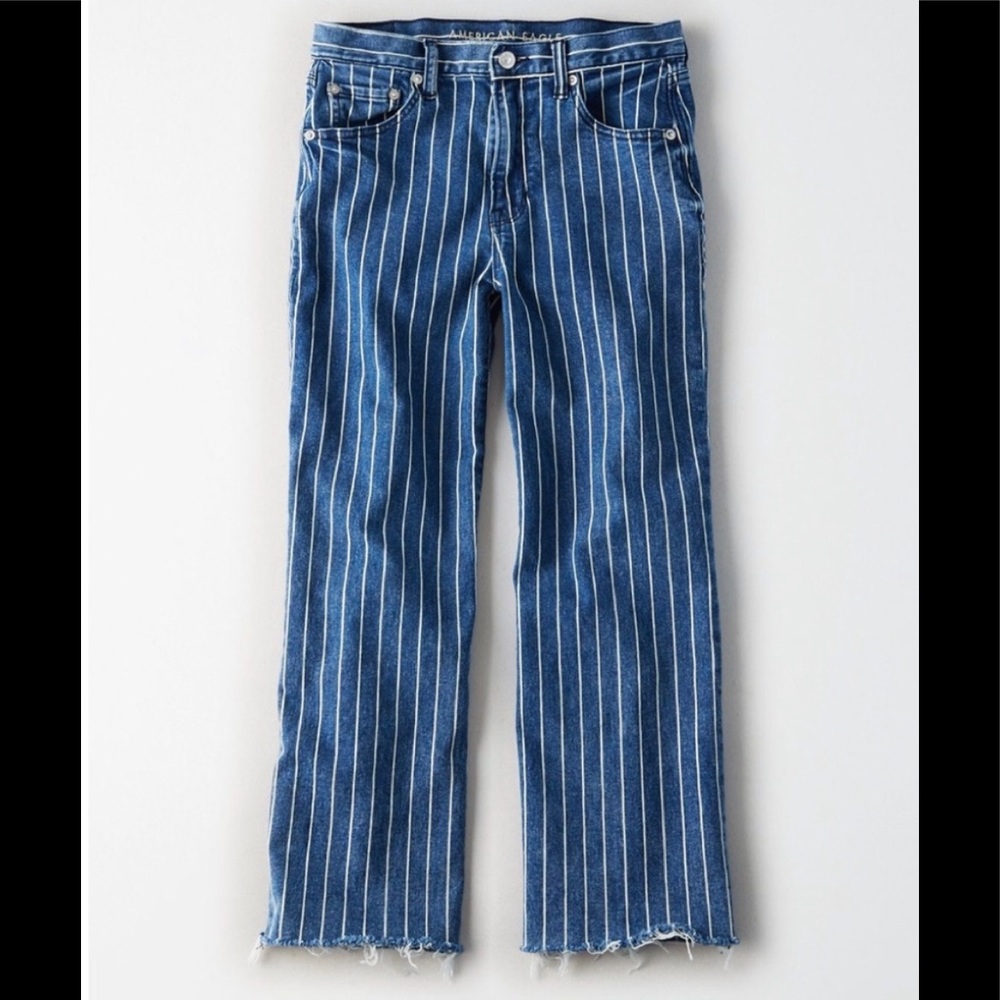 American Eagle Wide Leg Crop raw hem jeans 0 Long